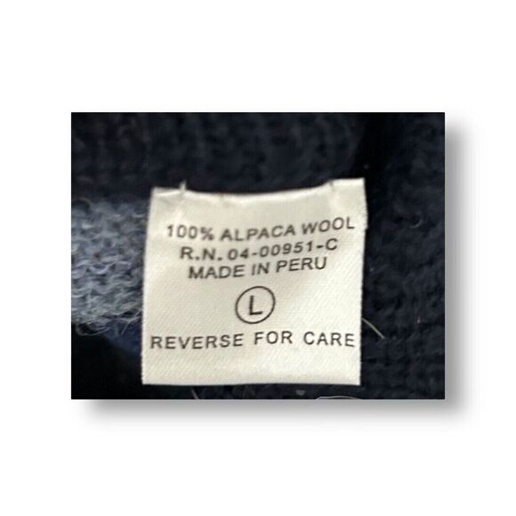 Peru Unlimited L Alpaca Wool Sweater Blue Multicolor Pullover Crew Neck NWT - Picture 6 of 8